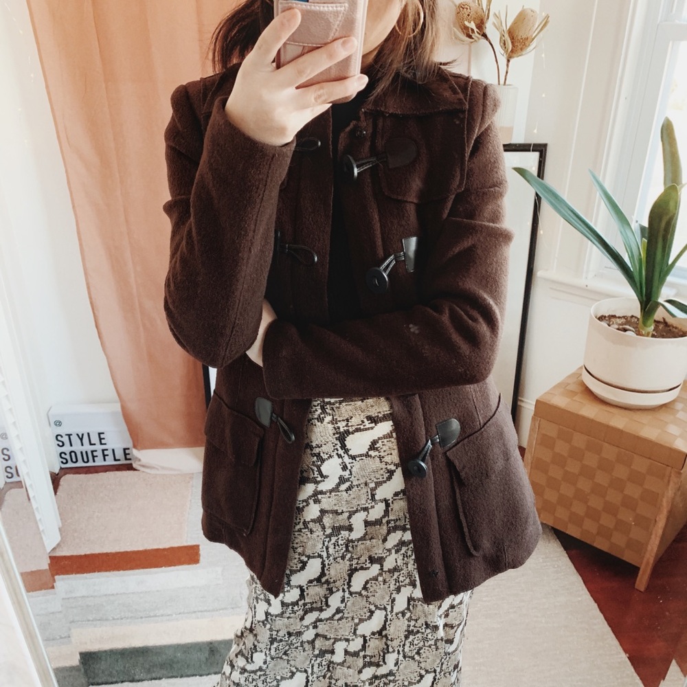 {{barney’s}} Brown Toggle Coat
